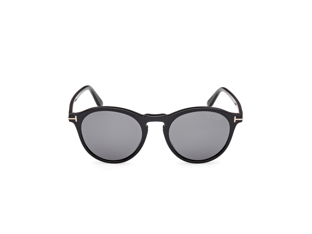 Sunglasses Tom Ford Aurele FT0904 (01D) color nero lucido shape round lenses fumo polar.