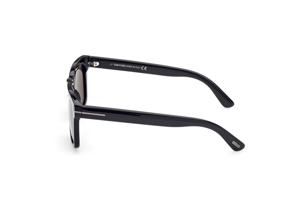 Sunglasses Tom Ford Buckley-02 FT0906-N (01A) color nero lucido shape square lenses fumo 
