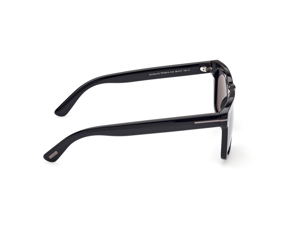 Sunglasses Tom Ford Buckley-02 FT0906-N (01A) color nero lucido shape square lenses fumo 