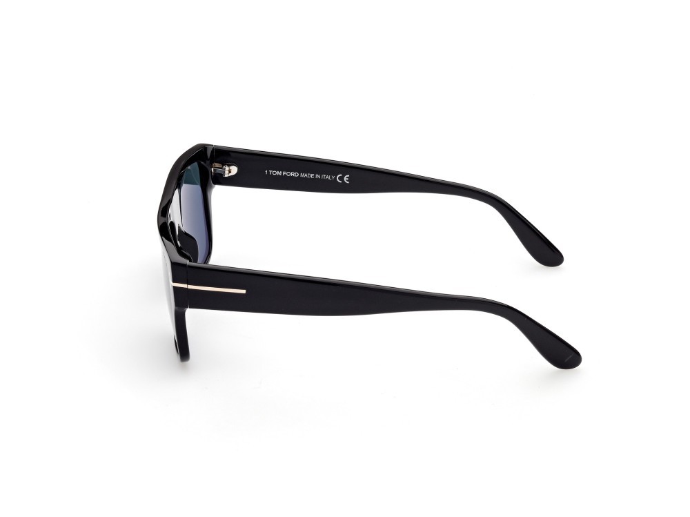 Sunglasses Tom Ford Dunning-02 FT0907 (01V) color nero lucido shape rectangle lenses blu