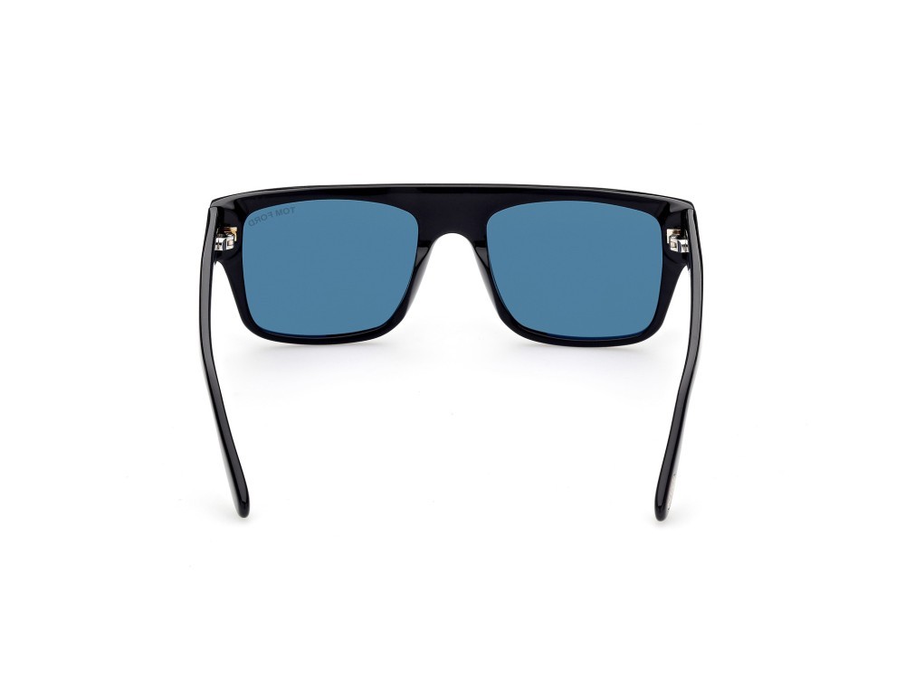 Sunglasses Tom Ford Dunning-02 FT0907 (01V) color nero lucido shape rectangle lenses blu