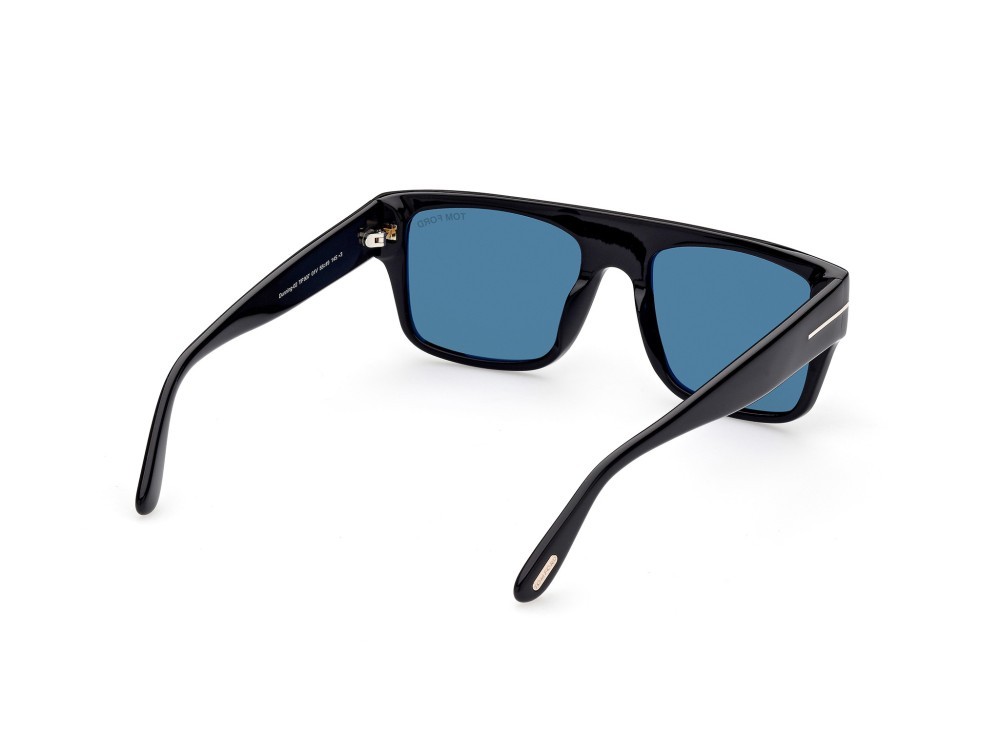 Sunglasses Tom Ford Dunning-02 FT0907 (01V) color nero lucido shape rectangle lenses blu