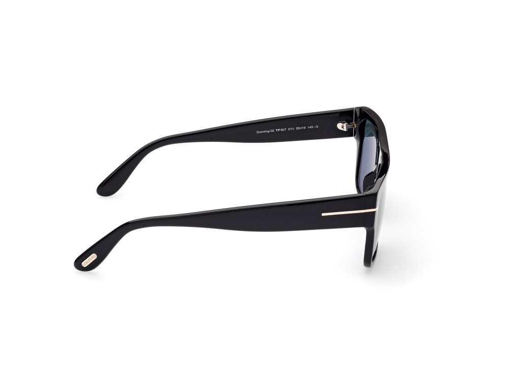 Sunglasses Tom Ford Dunning-02 FT0907 (01V) color nero lucido shape rectangle lenses blu