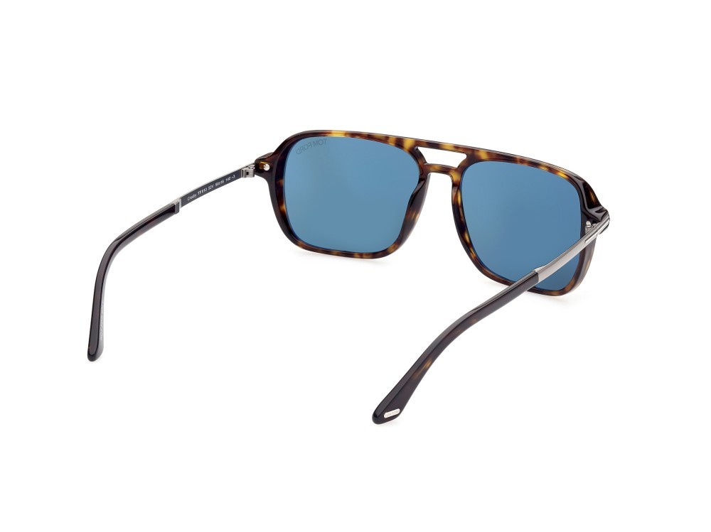Sunglasses Tom Ford Crosby FT0910 (52V) color avana scura shape navigator lenses blu