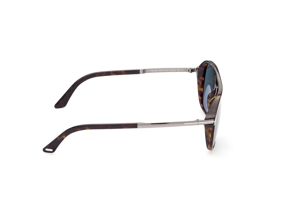 Sunglasses Tom Ford Crosby FT0910 (52V) color avana scura shape navigator lenses blu
