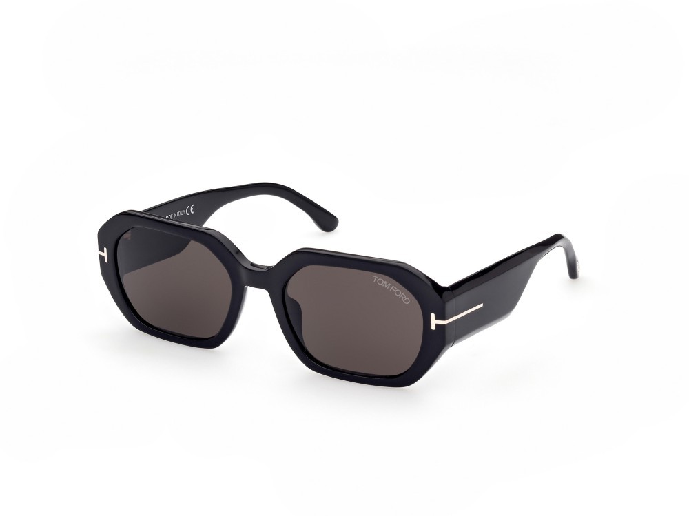 Sonnenbrillen Tom Ford Veronique-02 FT0917 (01A) farbe nero lucido form geometrisch gläser fumo 