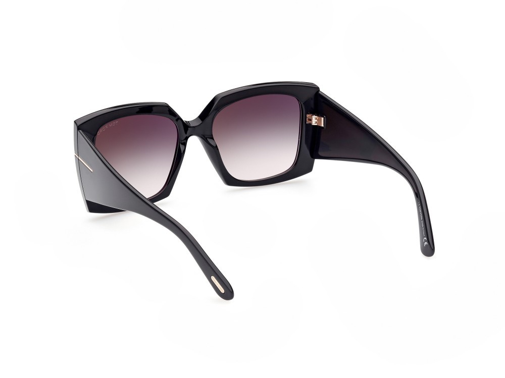Sunglasses Tom Ford Jacquetta FT0921 (01B) color nero lucido shape square lenses fumo grad.