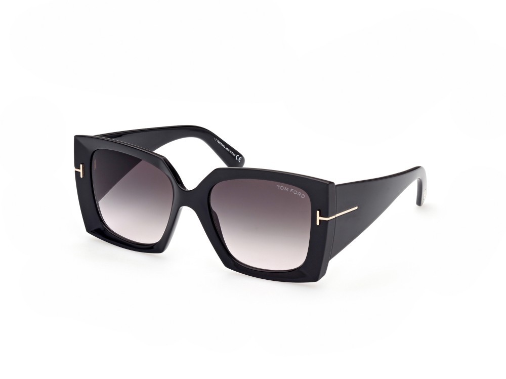 Sunglasses Tom Ford Jacquetta FT0921 (01B) color nero lucido shape square lenses fumo grad.