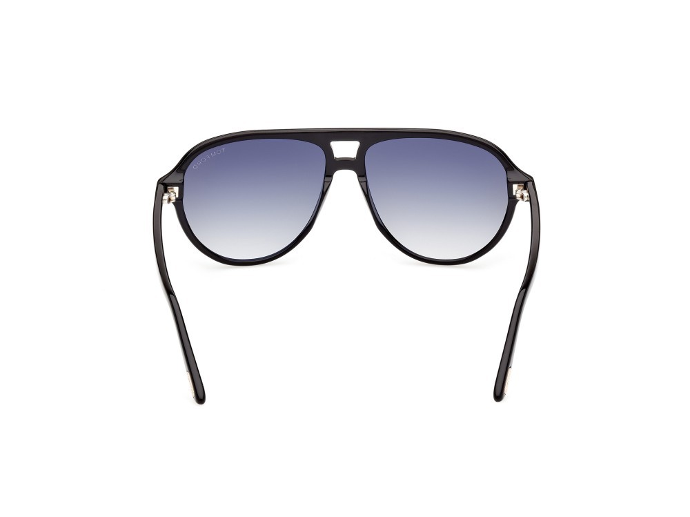 Sunglasses Tom Ford Jeffrey FT0932 (01B) color nero lucido shape aviator lenses fumo grad.