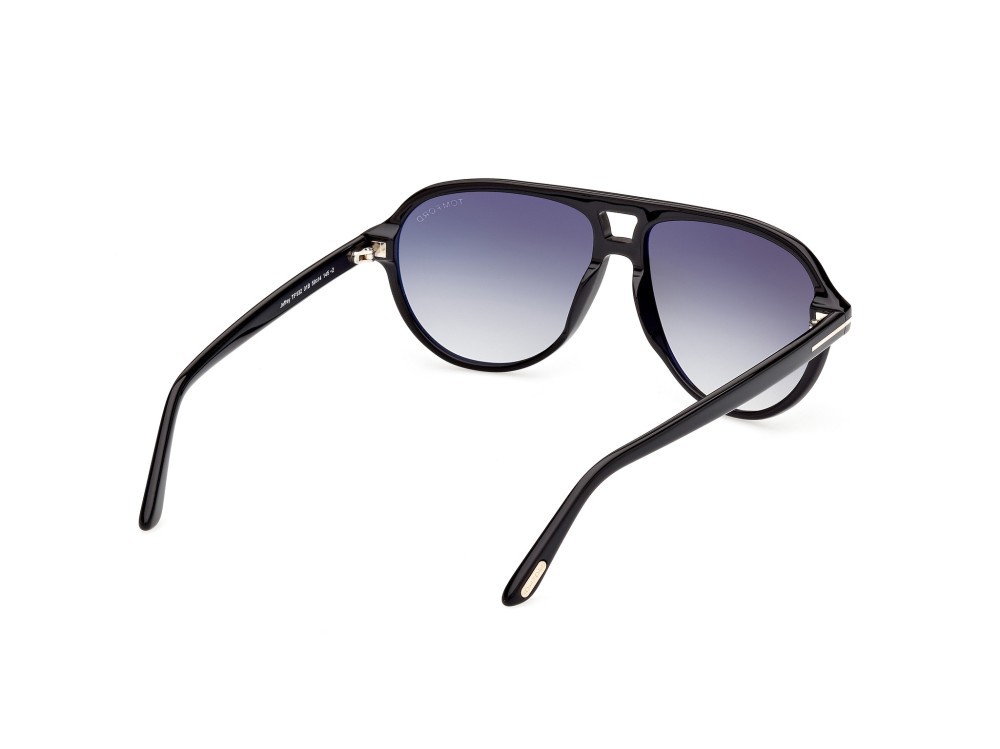 Sunglasses Tom Ford Jeffrey FT0932 (01B) color nero lucido shape aviator lenses fumo grad.
