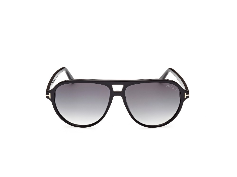 Sunglasses Tom Ford Jeffrey FT0932 (01B) color nero lucido shape aviator lenses fumo grad.