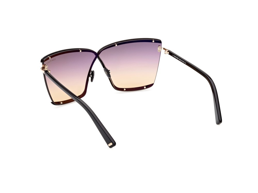 Sonnenbrillen Tom Ford Elle-02 FT0936 (01B) farbe nero lucido form quadratisch gläser fumo grad.