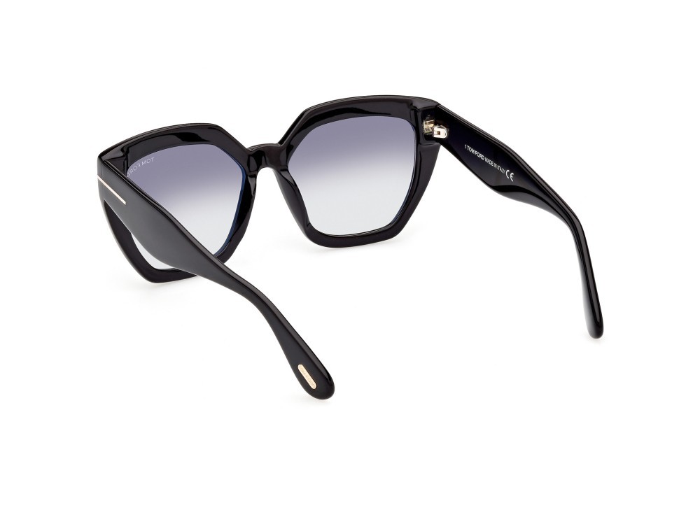 Sunglasses Tom Ford Phoebe FT0939 (01B) color nero lucido shape square lenses fumo grad.