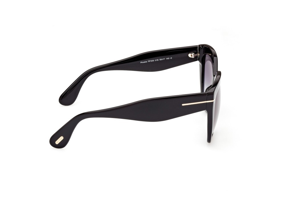 Sunglasses Tom Ford Phoebe FT0939 (01B) color nero lucido shape square lenses fumo grad.