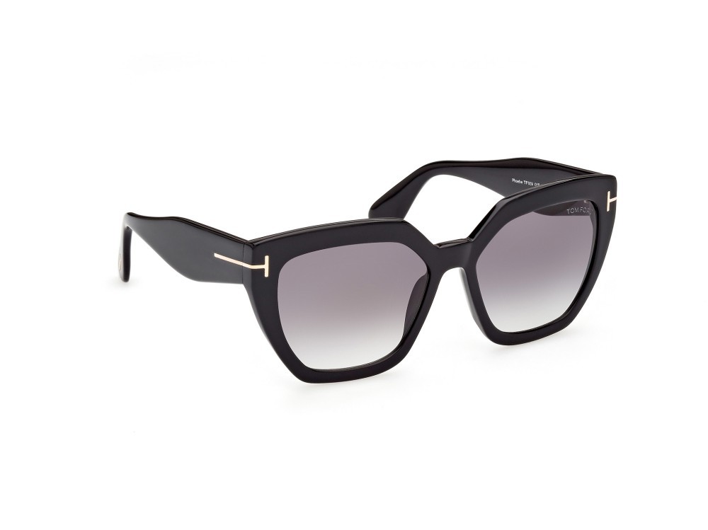 Sunglasses Tom Ford Phoebe FT0939 (01B) color nero lucido shape square lenses fumo grad.