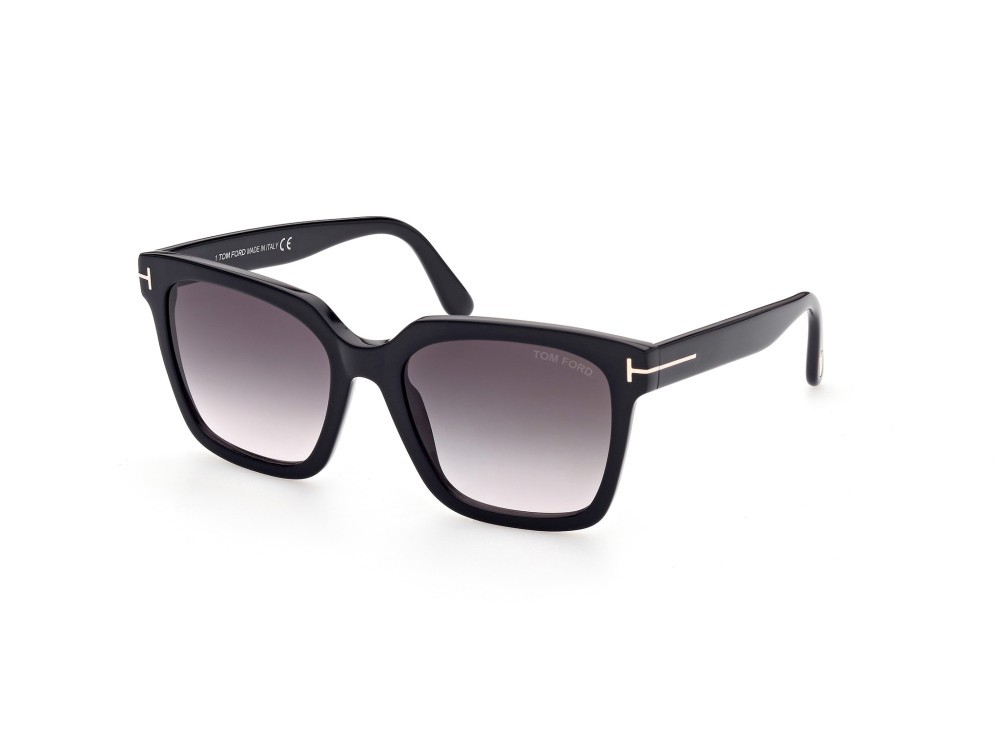 Sunglasses Tom Ford Selby FT0952 (01B) color nero lucido shape square lenses fumo grad.