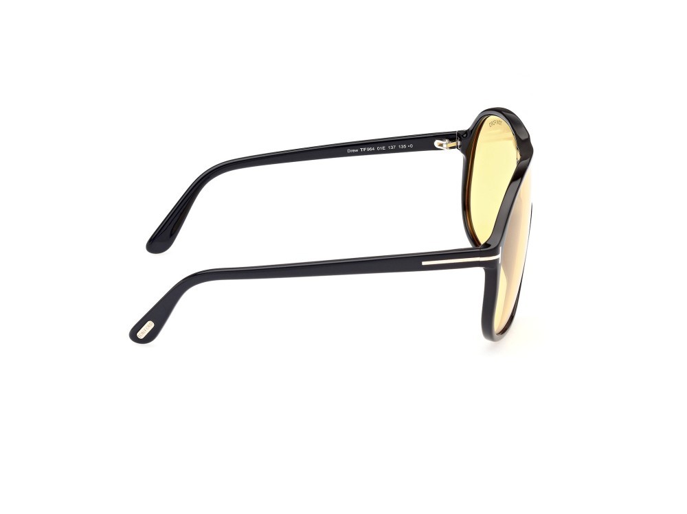 Sonnenbrillen Tom Ford Drew FT0964 (01E) farbe nero lucido form aviator gläser marrone 