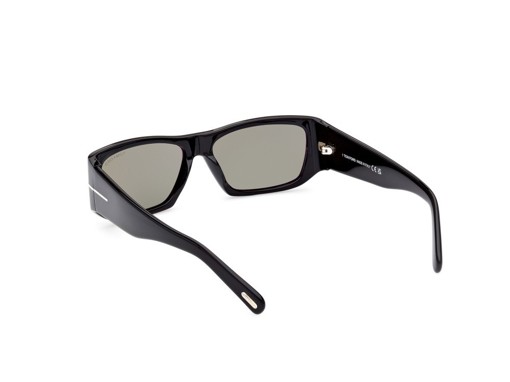 Sonnenbrillen Tom Ford Andres-02 FT0986 (01N) farbe nero lucido form rechteckig gläser verde