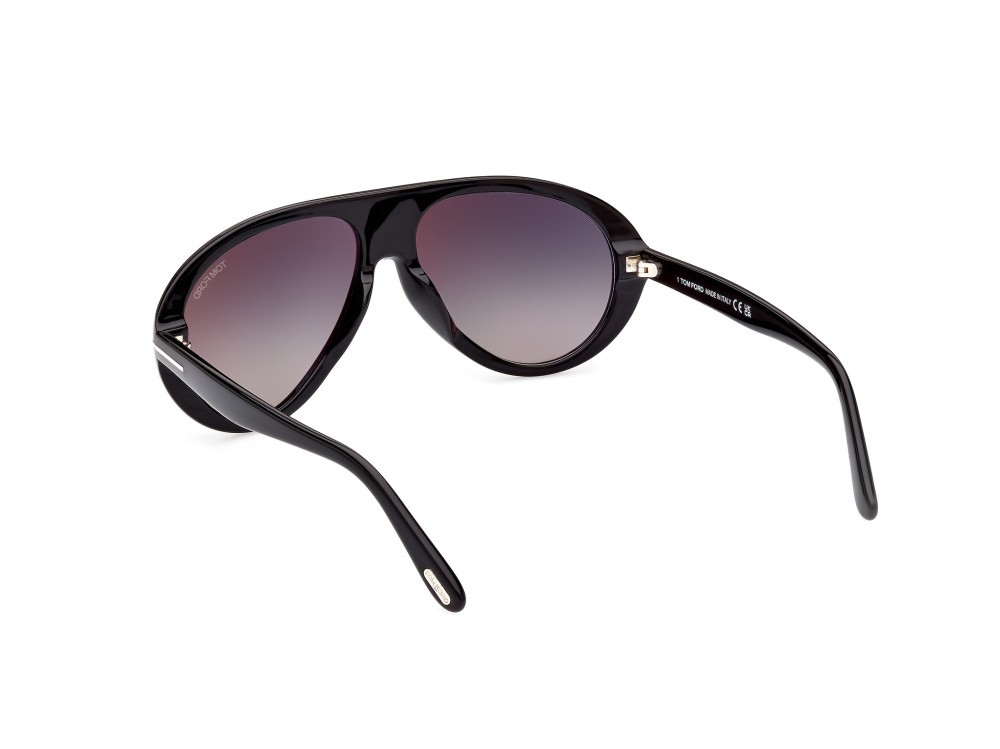 Sonnenbrillen Tom Ford Camillo-02 FT0988 (01B) farbe nero lucido form aviator gläser fumo grad.