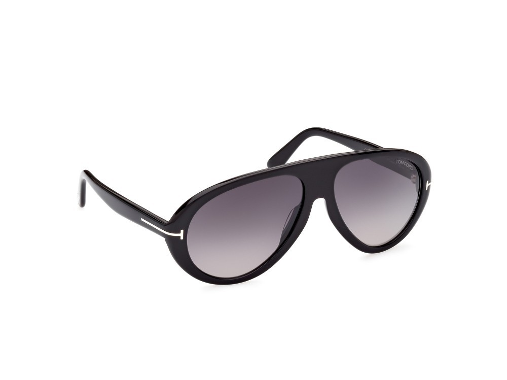 Sonnenbrillen Tom Ford Camillo-02 FT0988 (01B) farbe nero lucido form aviator gläser fumo grad.