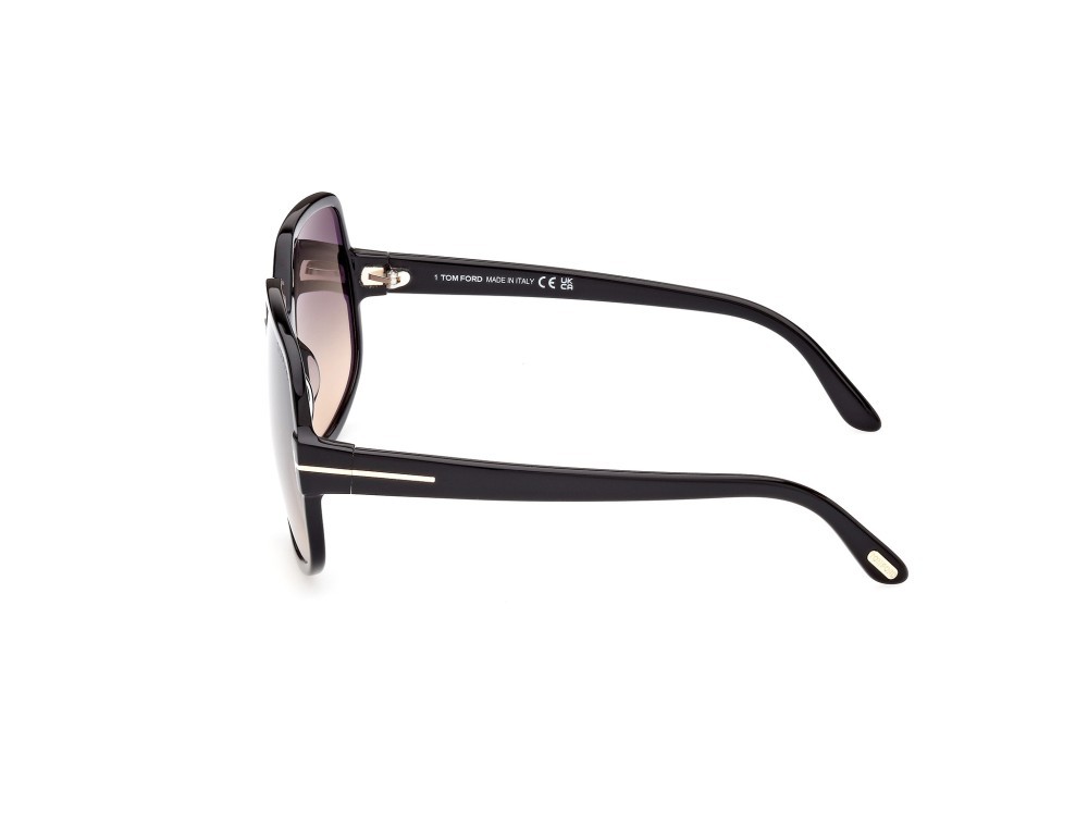 Sonnenbrillen Tom Ford Delphine-02 FT0992 (01B) farbe nero lucido form geometrisch gläser fumo grad.