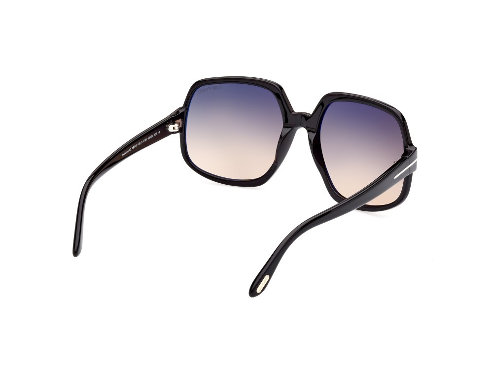 Sonnenbrillen Tom Ford Delphine-02 FT0992 (01B) farbe nero lucido form geometrisch gläser fumo grad.