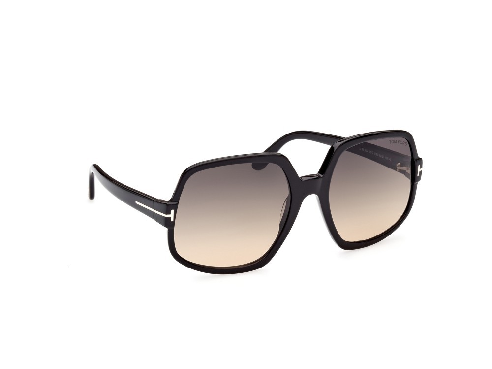 Sonnenbrillen Tom Ford Delphine-02 FT0992 (01B) farbe nero lucido form geometrisch gläser fumo grad.