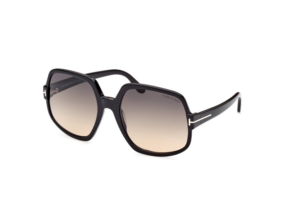 Sonnenbrillen Tom Ford Delphine-02 FT0992 (01B) farbe nero lucido form geometrisch gläser fumo grad.