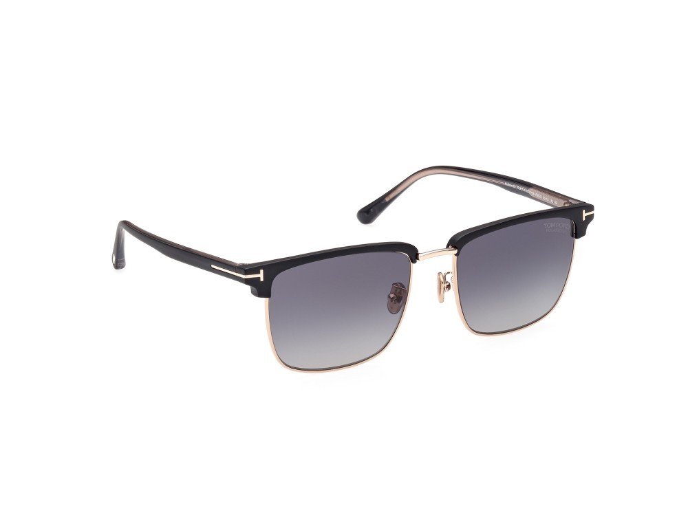 Occhiali da sole Tom Ford Hudson-02 FT0997-H (02D) colore nero opaco forma quadrato lenti fumo polar.