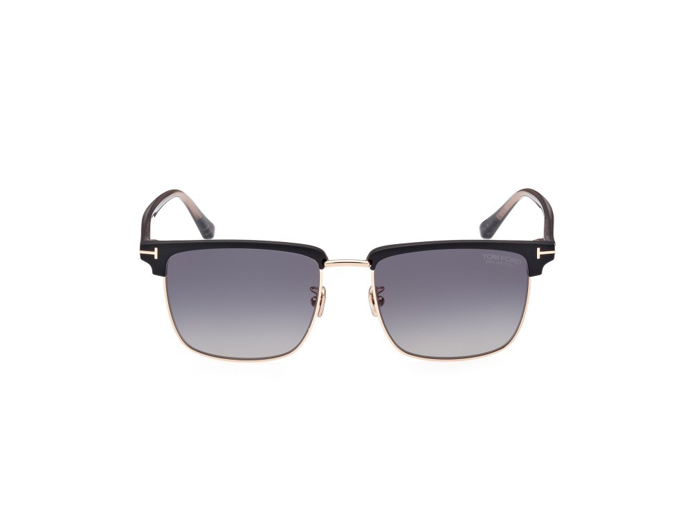Occhiali da sole Tom Ford Hudson-02 FT0997-H (02D) colore nero opaco forma quadrato lenti fumo polar.