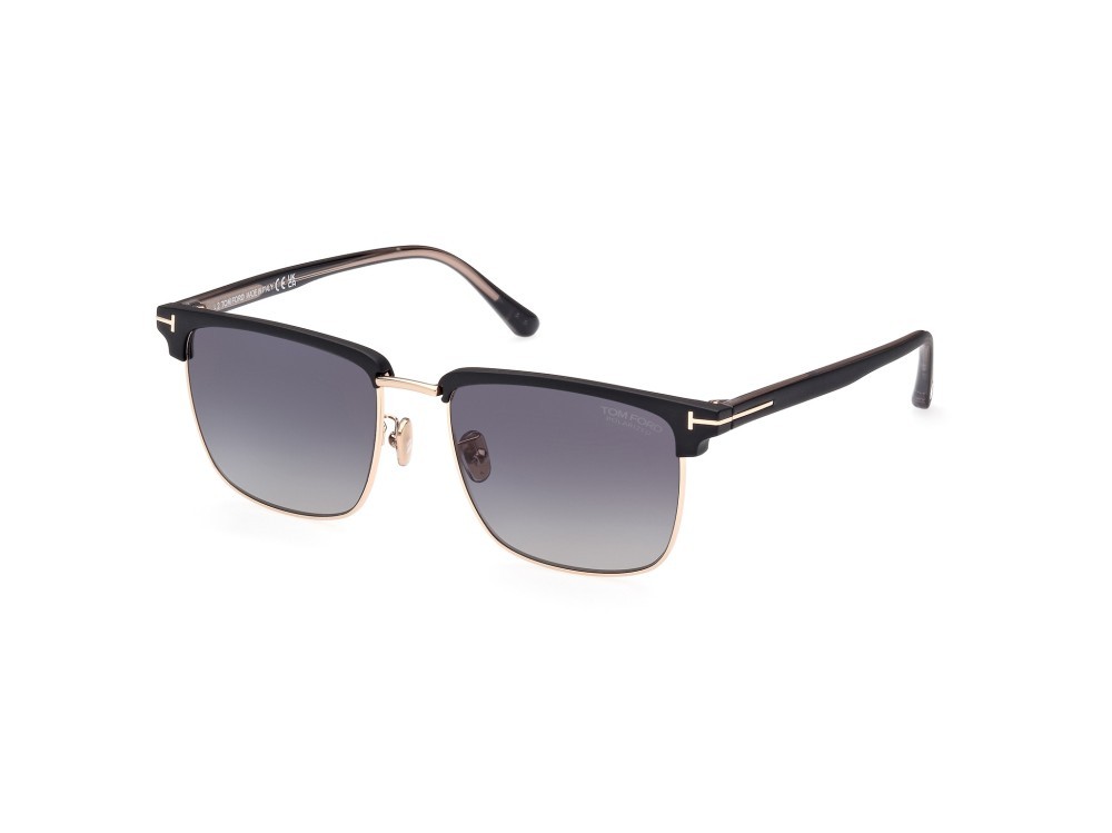 Occhiali da sole Tom Ford Hudson-02 FT0997-H (02D) colore nero opaco forma quadrato lenti fumo polar.