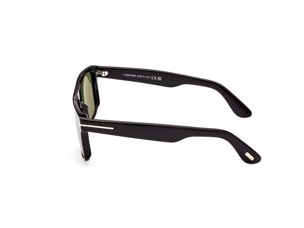 Sunglasses Tom Ford Philippe-02 FT0999 (01N) color nero lucido shape rectangle lenses verde
