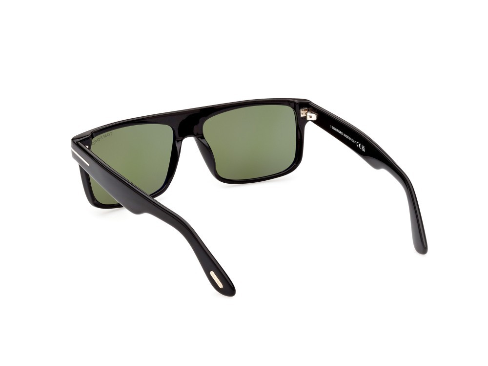 Sunglasses Tom Ford Philippe-02 FT0999 (01N) color nero lucido shape rectangle lenses verde
