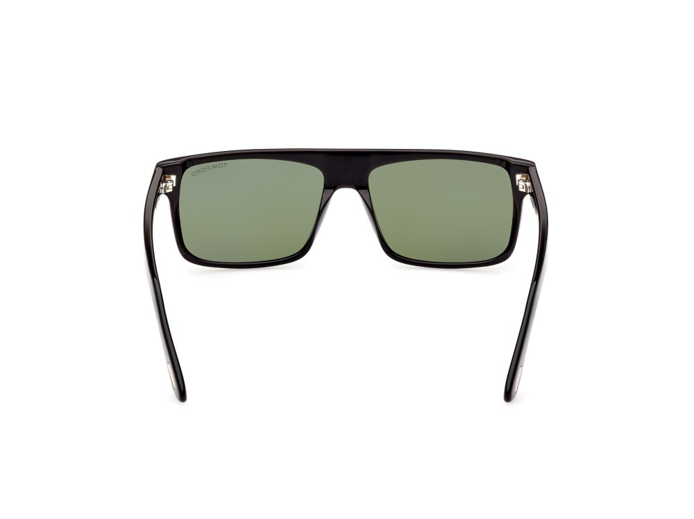 Sunglasses Tom Ford Philippe-02 FT0999 (01N) color nero lucido shape rectangle lenses verde