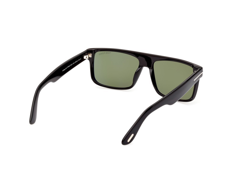 Sunglasses Tom Ford Philippe-02 FT0999 (01N) color nero lucido shape rectangle lenses verde