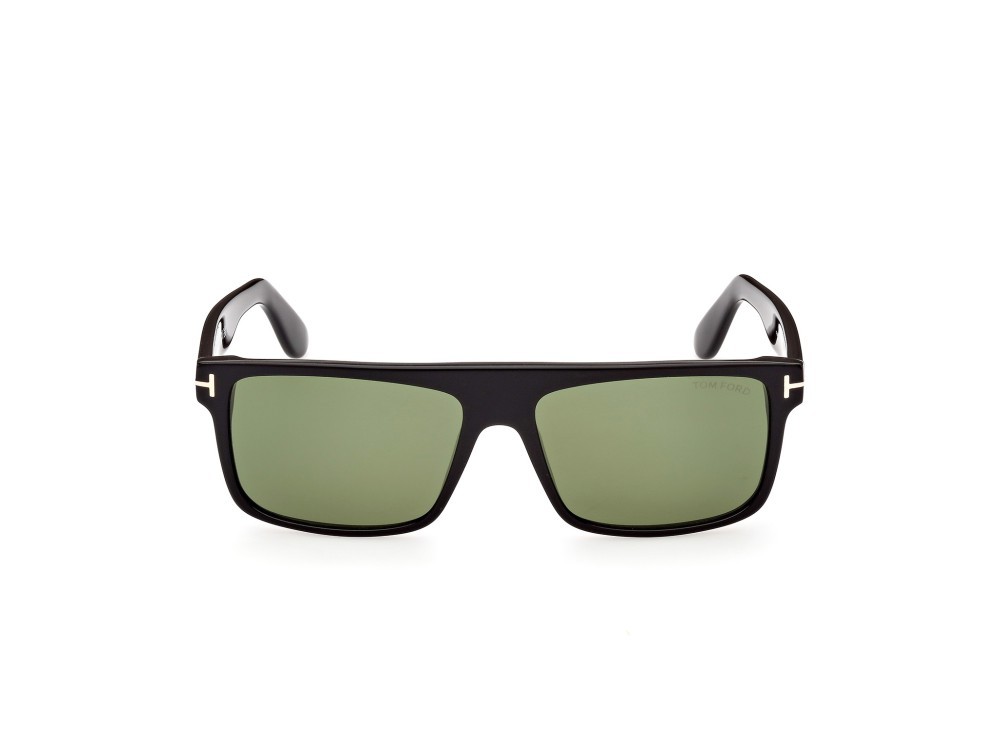 Sunglasses Tom Ford Philippe-02 FT0999 (01N) color nero lucido shape rectangle lenses verde