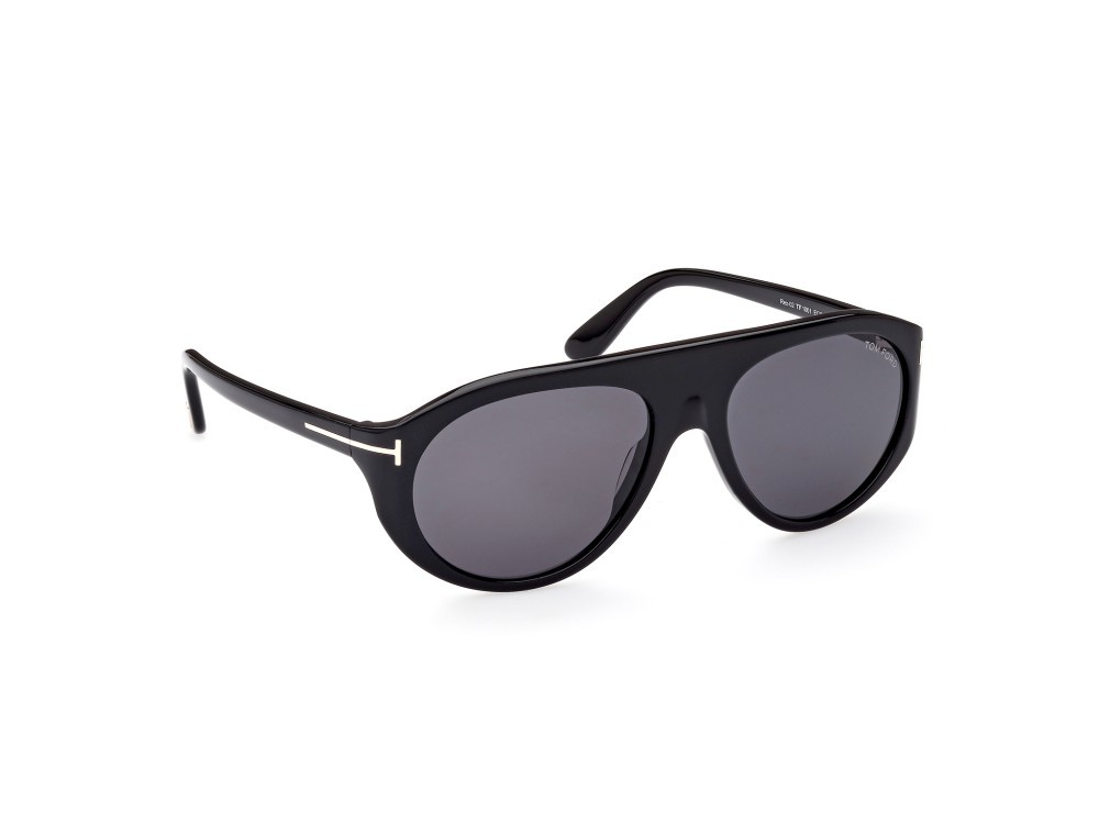Sonnenbrillen Tom Ford Rex-02 FT1001 (01A) farbe nero lucido form aviator gläser fumo