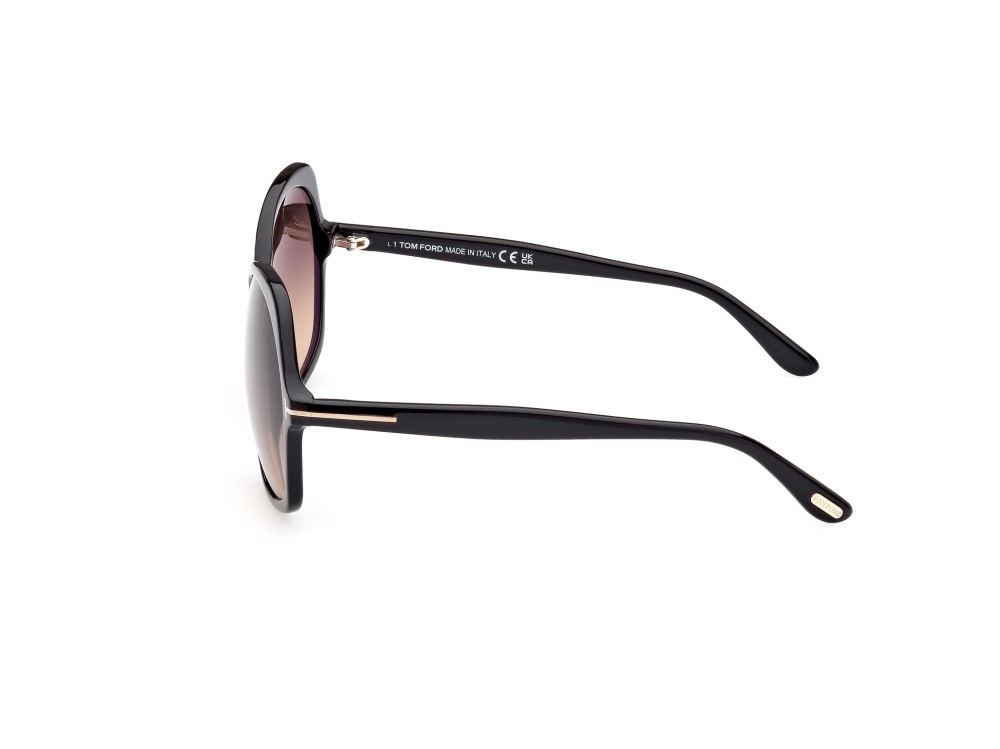 Sunglasses Tom Ford Rosemin FT1013 (01B) color nero lucido shape butterfly lenses fumo grad.