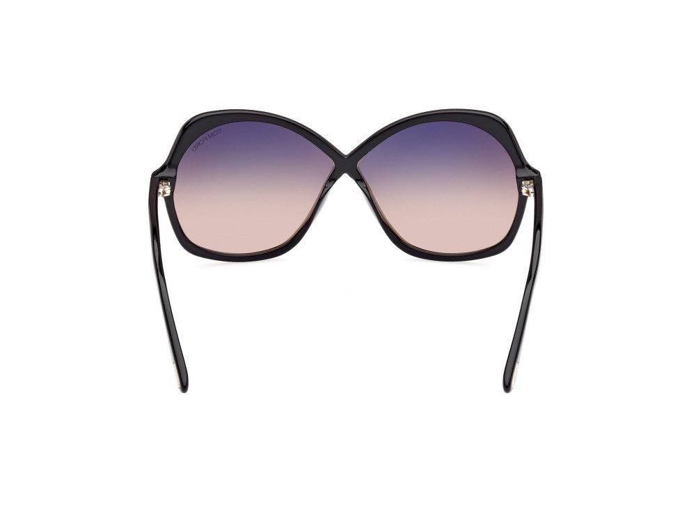 Sunglasses Tom Ford Rosemin FT1013 (01B) color nero lucido shape butterfly lenses fumo grad.