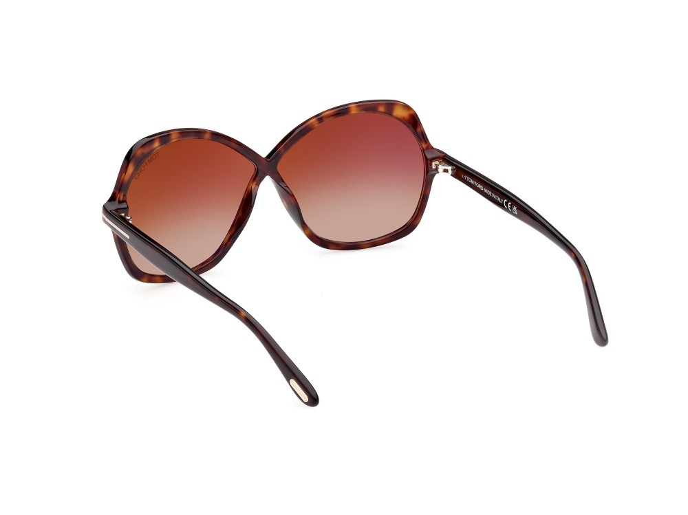 Sunglasses Tom Ford Rosemin FT1013 (52F) color avana scura shape butterfly lenses marrone grad.