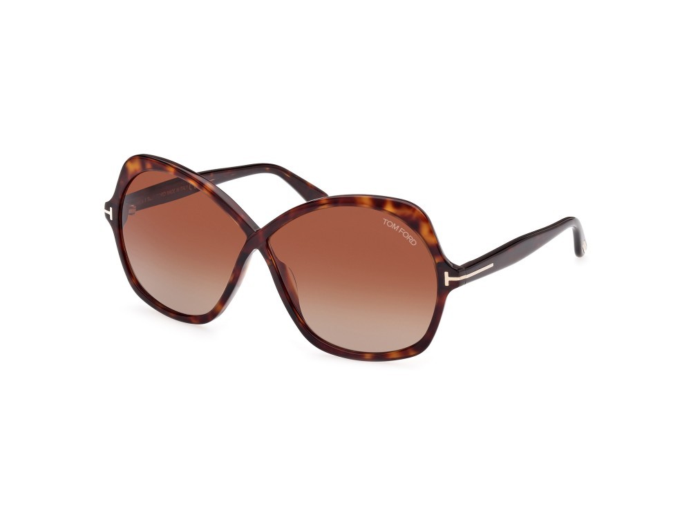 Sunglasses Tom Ford Rosemin FT1013 (52F) color avana scura shape butterfly lenses marrone grad.