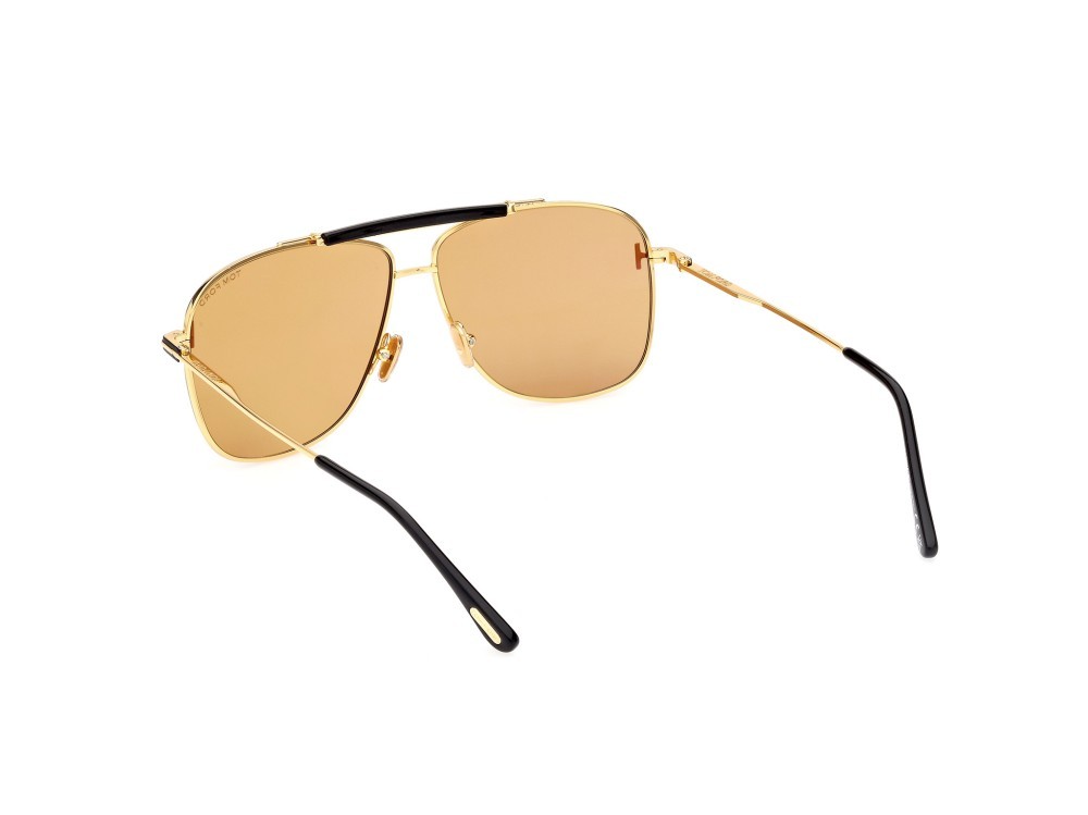 Sunglasses Tom Ford Jaden FT1017 (30E) color oro carico lucido shape navigator lenses marrone