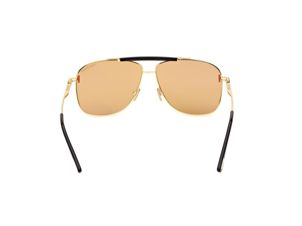 Sunglasses Tom Ford Jaden FT1017 (30E) color oro carico lucido shape navigator lenses marrone