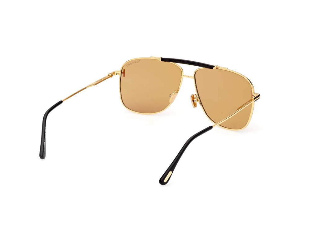 Sunglasses Tom Ford Jaden FT1017 (30E) color oro carico lucido shape navigator lenses marrone