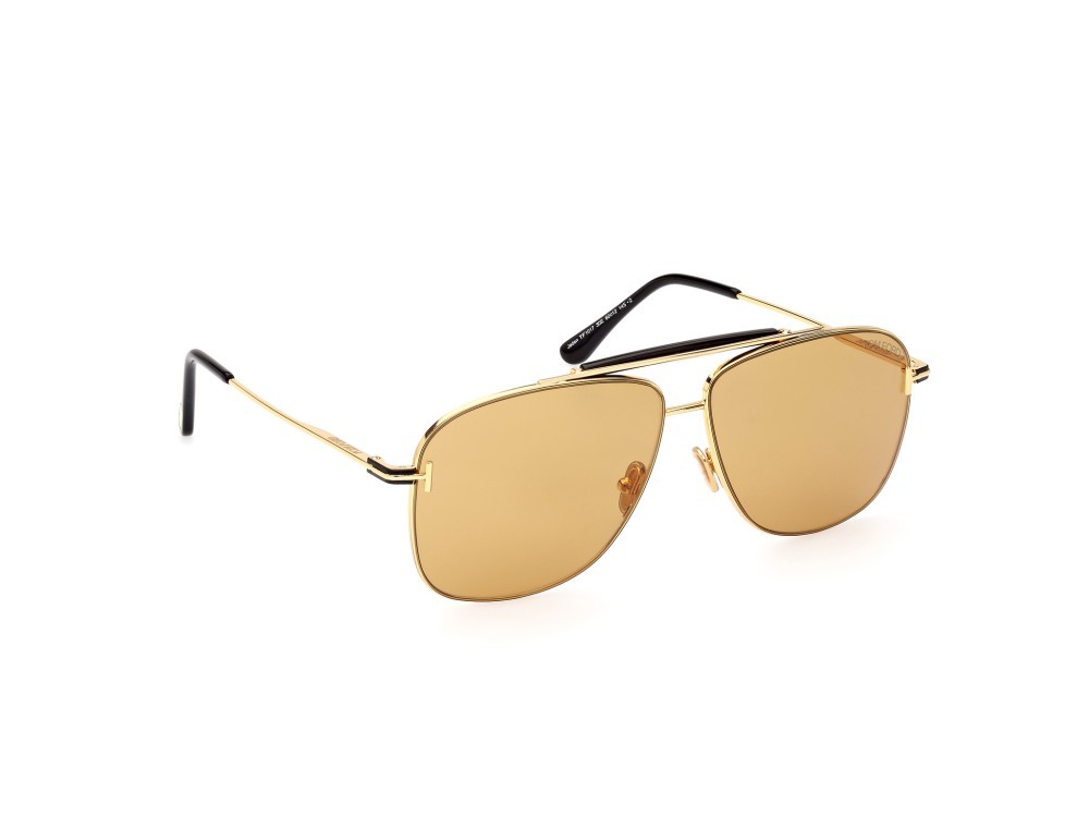 Sunglasses Tom Ford Jaden FT1017 (30E) color oro carico lucido shape navigator lenses marrone