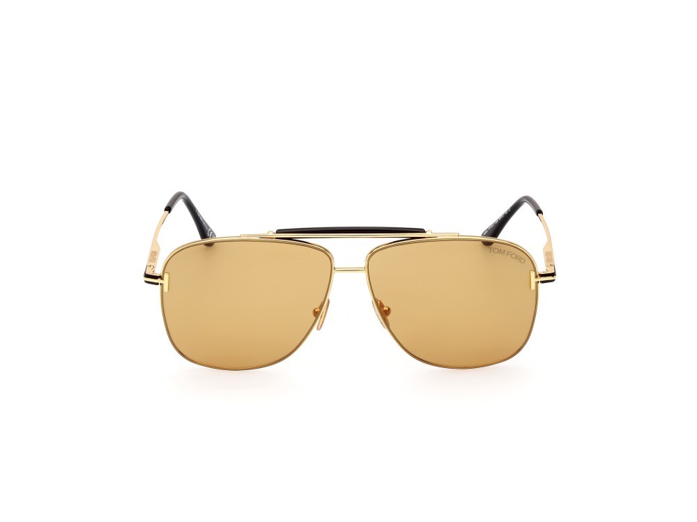 Sunglasses Tom Ford Jaden FT1017 (30E) color oro carico lucido shape navigator lenses marrone