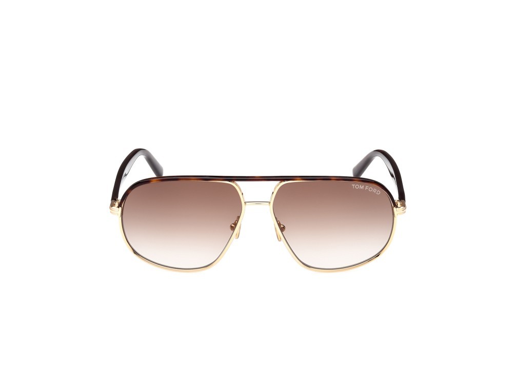 Sonnenbrillen Tom Ford Maxwell FT1019 (30F) farbe oro carico lucido form aviator gläser marrone grad.