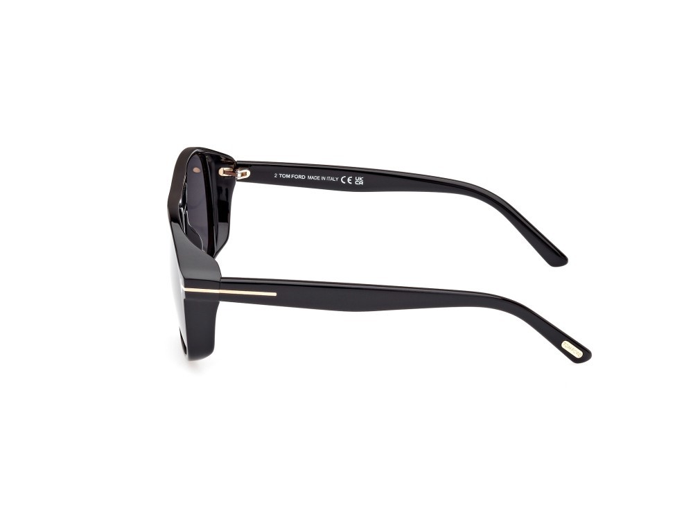 Sunglasses Tom Ford Rosco FT1022 (01A) color nero lucido shape navigator lenses fumo