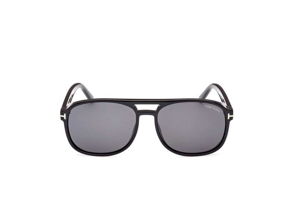 Sunglasses Tom Ford Rosco FT1022 (01A) color nero lucido shape navigator lenses fumo