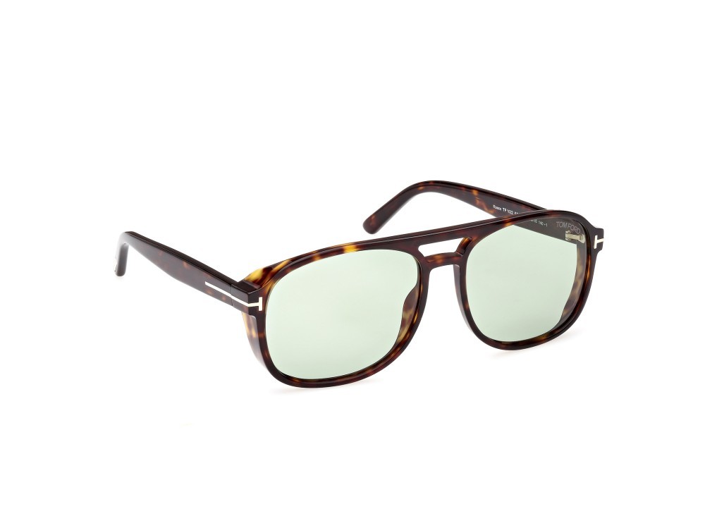 Sonnenbrillen Tom Ford Rosco FT1022 (52N) farbe avana scura form navigator gläser verde